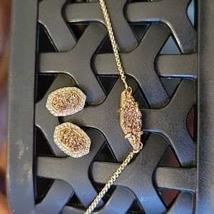 Kendra Scott Earrings & Necklace Pairing — Brown Drusy and Rose Gold